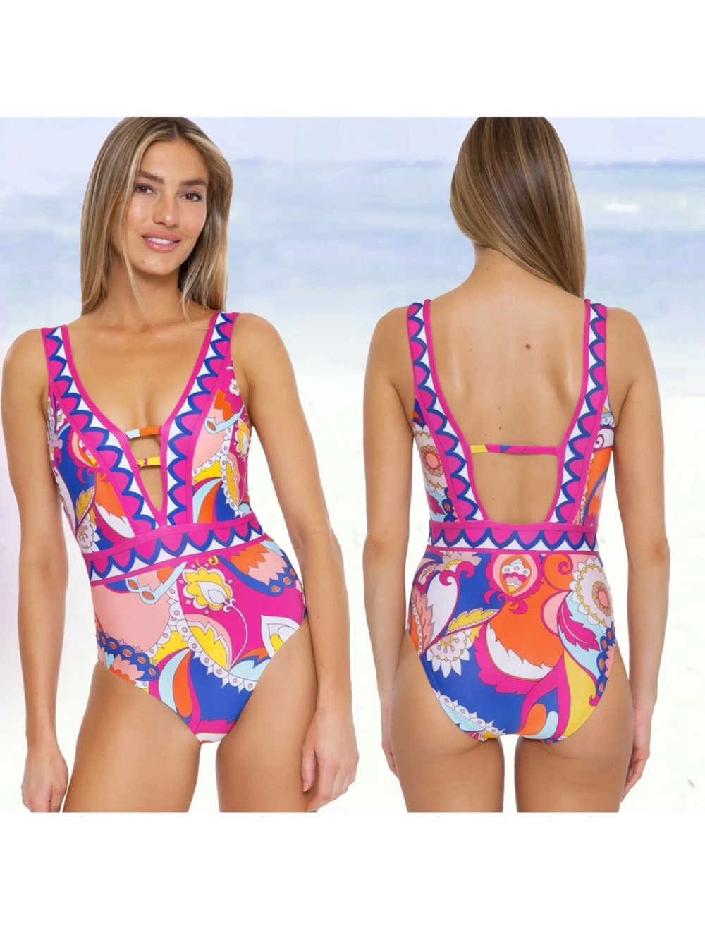 Trina Turk Sevilla Strappy Plunge
One Piece Swimsuit 8